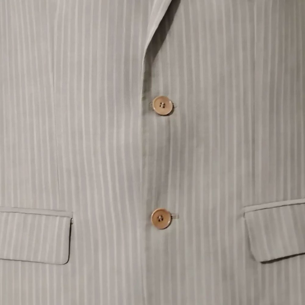 Zara Man 100% Wool Blazer Striped Beige Size 40 EU (Medium) Neutral Elegant - Picture 5 of 10